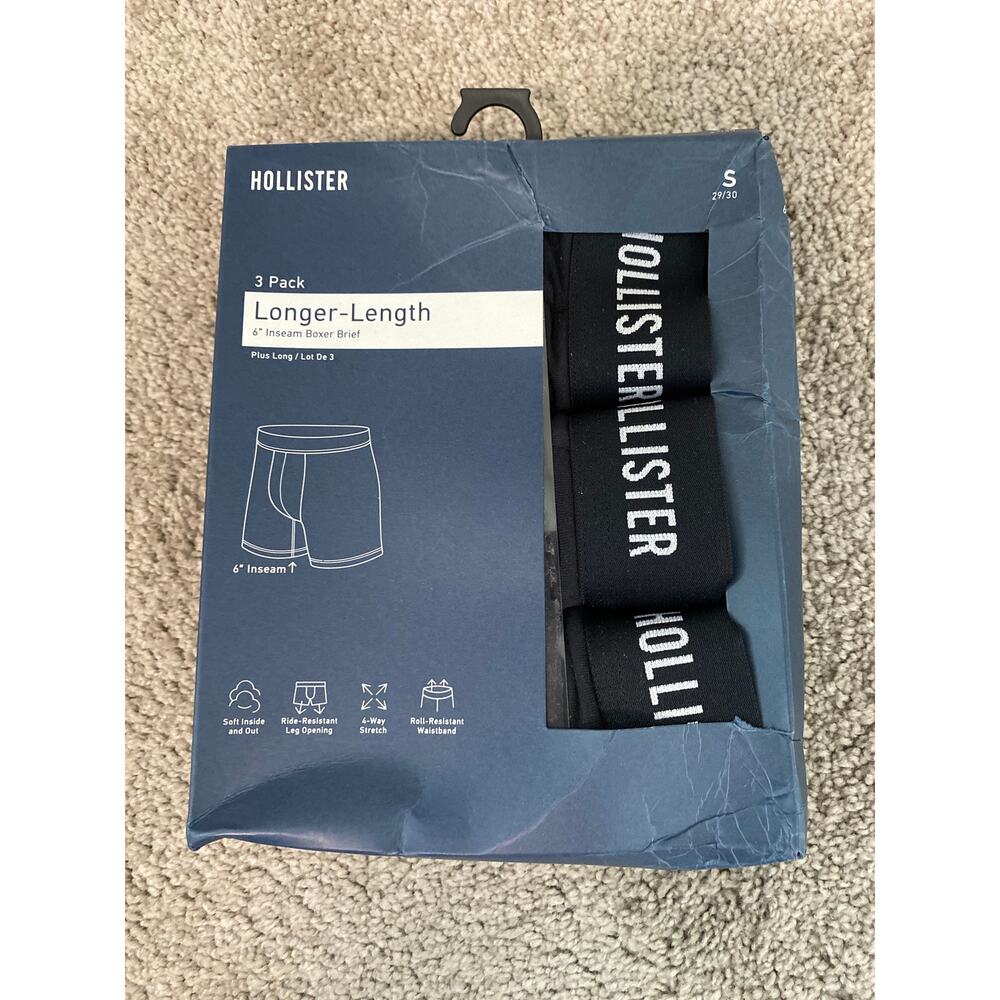 New Hollister 6' Inseam Boxer Brief Set of 3, Size Small
